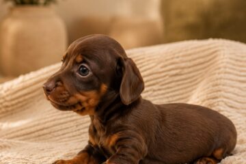 Cachorro de teckel Kaninchen chocolate Terra de Mestral