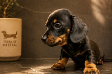 Cachorro de teckel Kaninchen negro y fuego Terra de Mestral